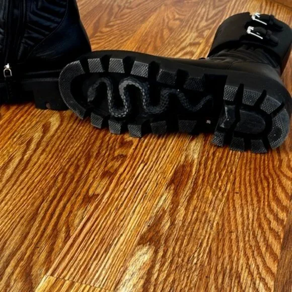 Gucci Running GG Logo Leather Combat Boots Size 39 - Picture 3 of 3